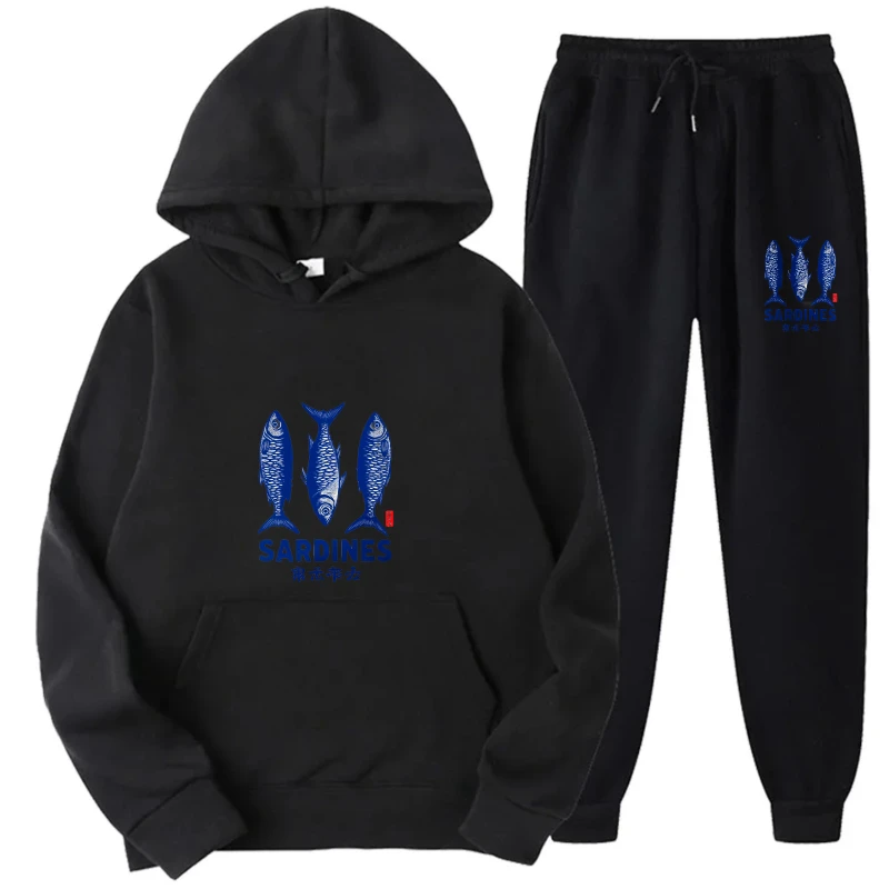 مجموعة هوديي سوداء مخدرة بطة طباعة Psychisch Am Ende ملابس رياضية كاجوال للرجال والنساء ملابس ترفيهية في الهواء الطلق