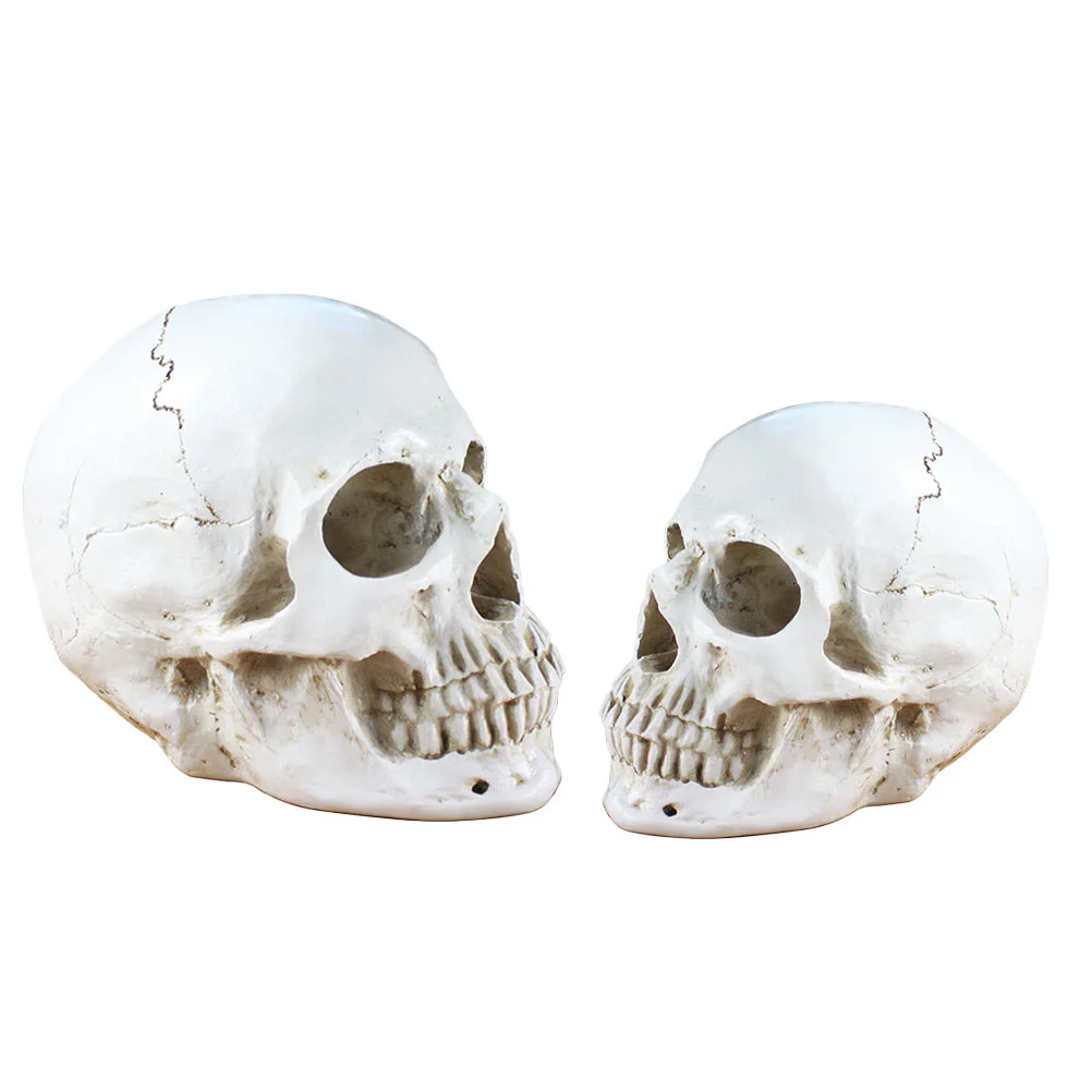 

2 Pcs Skull Halloween Party Decoration Haunted House Terrible Skulls Simulated White Simulation Decors