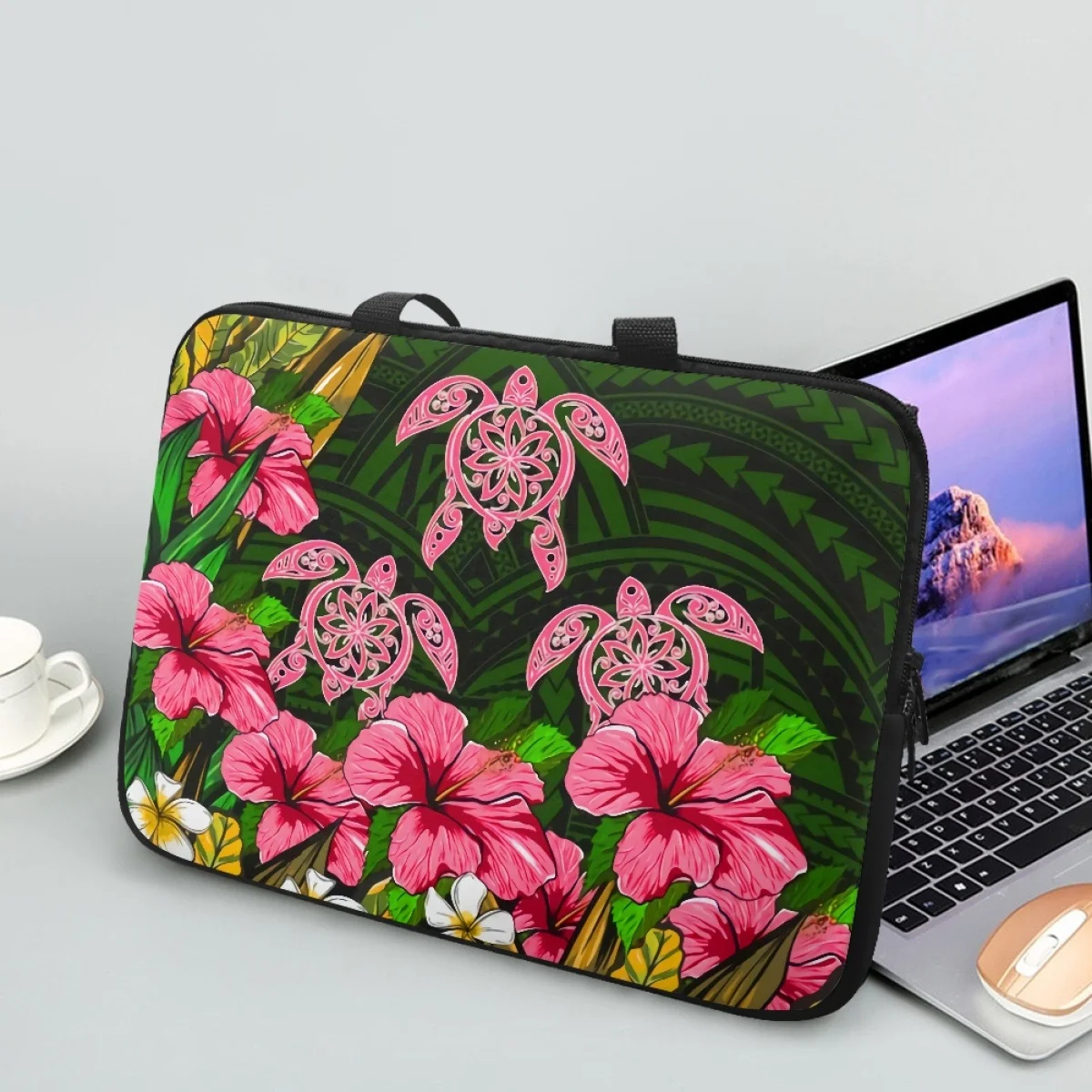 Hawaii Turtle Hibiscus Tropical Polynesian Printed Tablet Bag Retro Popular Commuter Women Briefcase Computer Laptop Bags Case