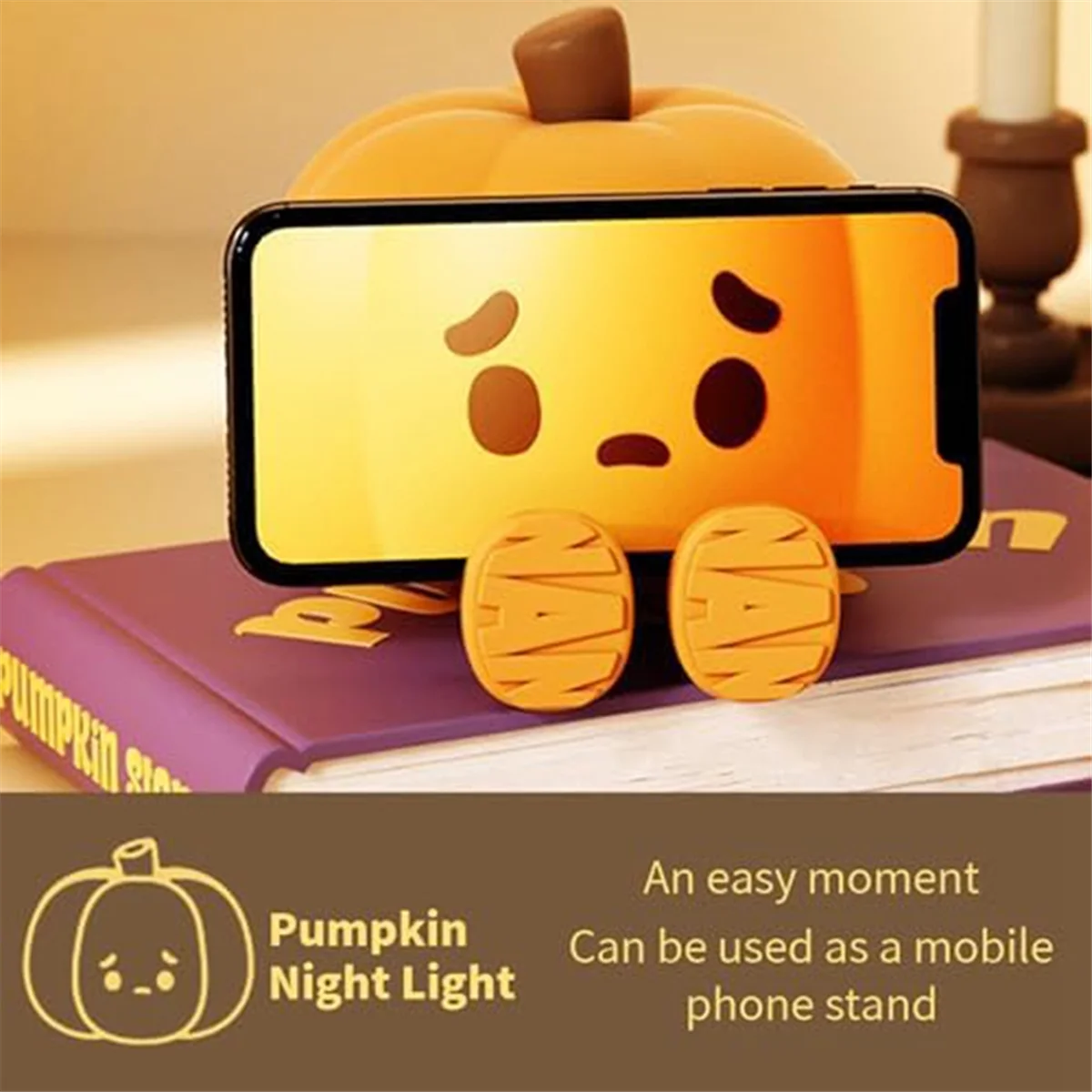 Lámpara de luz nocturna con Sensor táctil de calabaza, lámpara de noche de Navidad, lámpara LED recargable de silicona