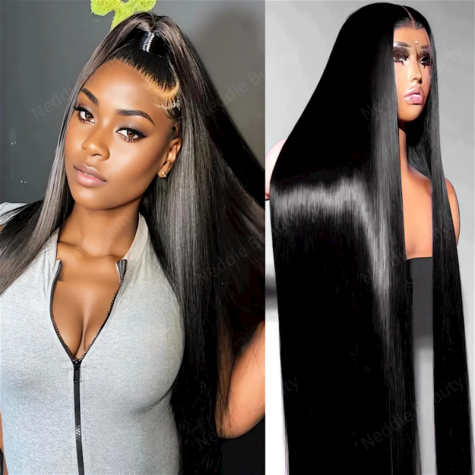 

30 40 Inch Human Hair 100% Natural Straight 5x5 Lace Frontal Wig PrePlucked Afro Closure Wig Ready To Wear For Women Choice