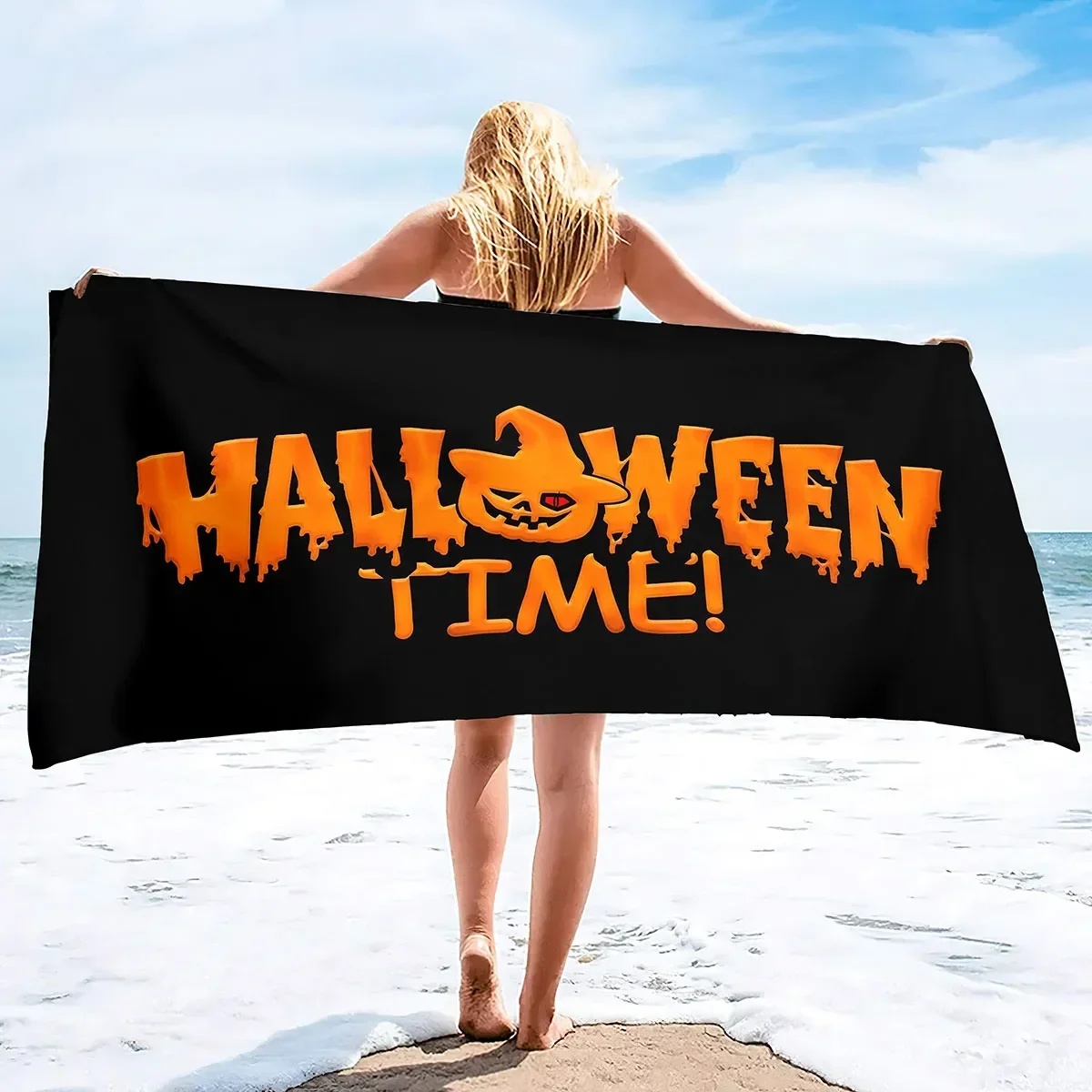 Adults Oversized Sand Free Beach Towel Halloween Quick Dry Beach Towel Mens Microfiber Lightweight Sandless Travel Beach Towel