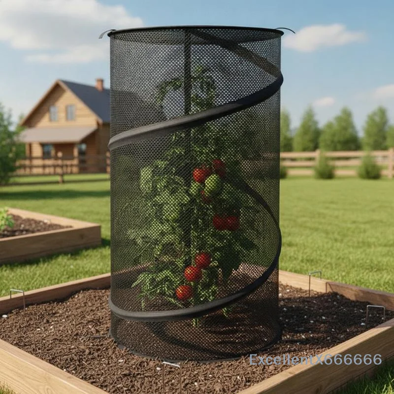 Collapsible Heavy Duty Mesh Plant Protector Cage 4 Stakes Included Weatherproof Bird Barrier for Outdoor Vegetable Garden Beds