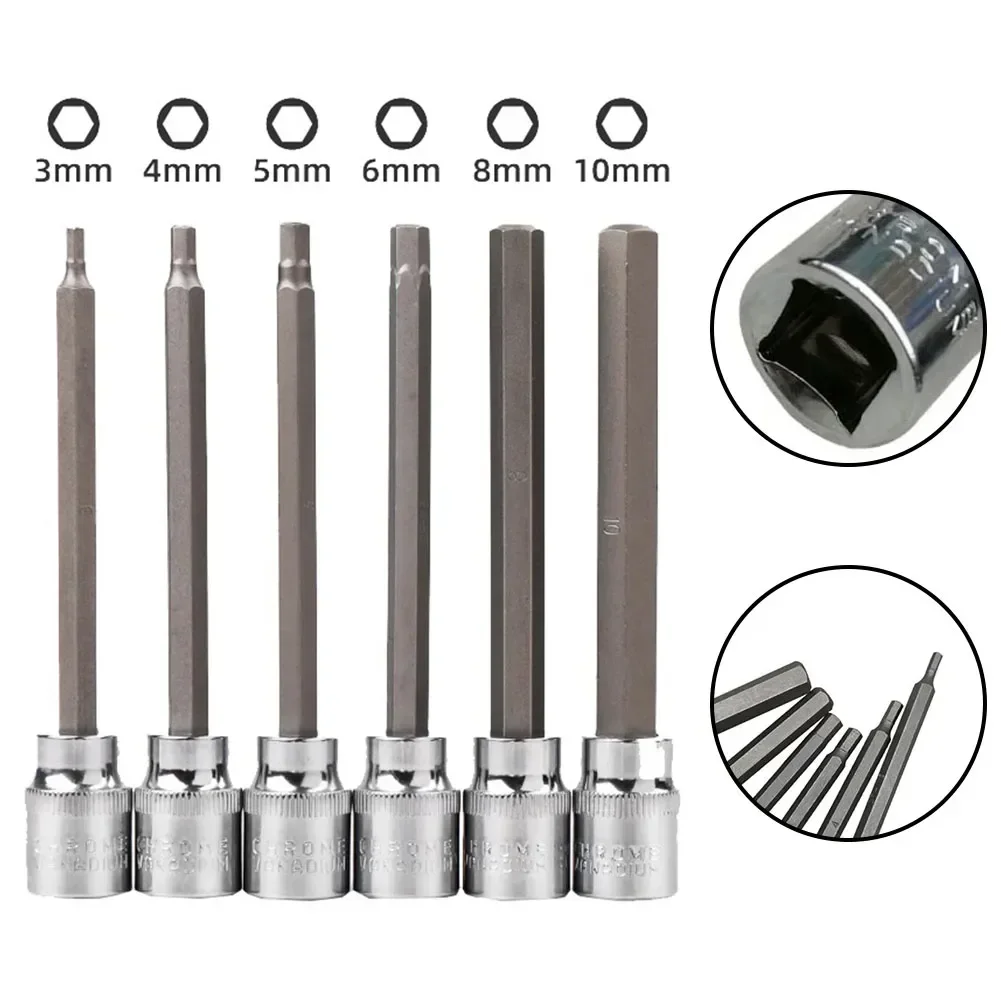 YTOM 1pc 3/8 Inch Drive Wrench Socket Adapter Hex Screwdriver Bit Sockets Hand Tool Socket Joint Hexagonal Screwdriver H3-H10