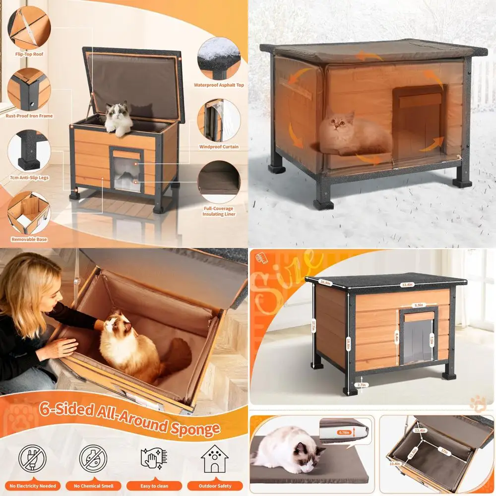 

Winter-Ready Insulated Outdoor Cat Shelter with Waterproof Roof and Thermal Lining