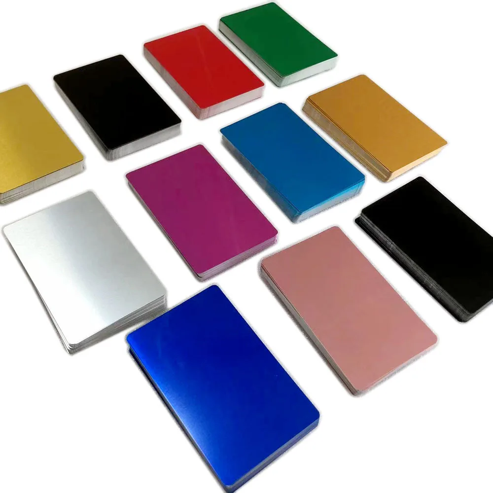 100Pcs Metal Business Cards Aluminum Alloy Blanks Card for Customer Laser Engraving DIY Gift Cards 11Colors Optional