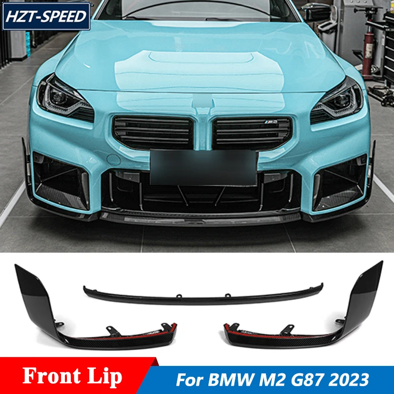 3 PCS Dry Carbon Fiber Material Front Bumper Lip Splitters For BMW M2 G87 Tuning 2023