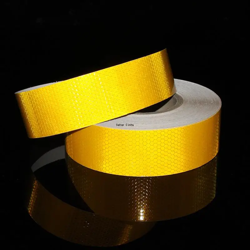 5cm*25m Car Reflective Tapes Sticker Safety Mark Car Styling Self-Adhesive Warning Yellow Waterproof Film For Motorcycle Bicycle