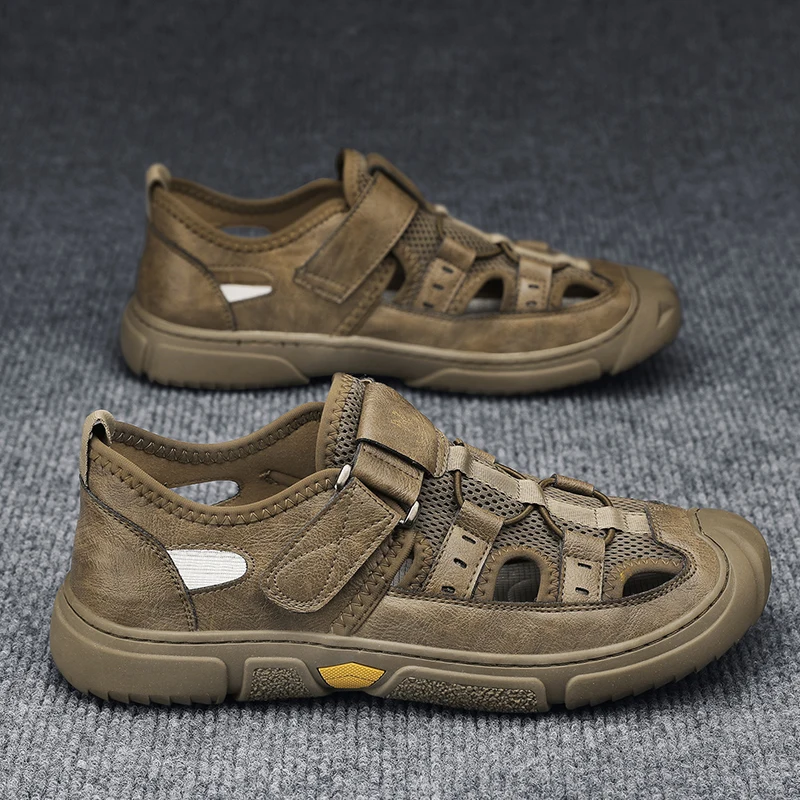 

Men's Breathable Mesh Work Shoes Summer Sporty Outdoor Climbing Water Crossing Anti-slip Wear-resistant Hollow-out Design