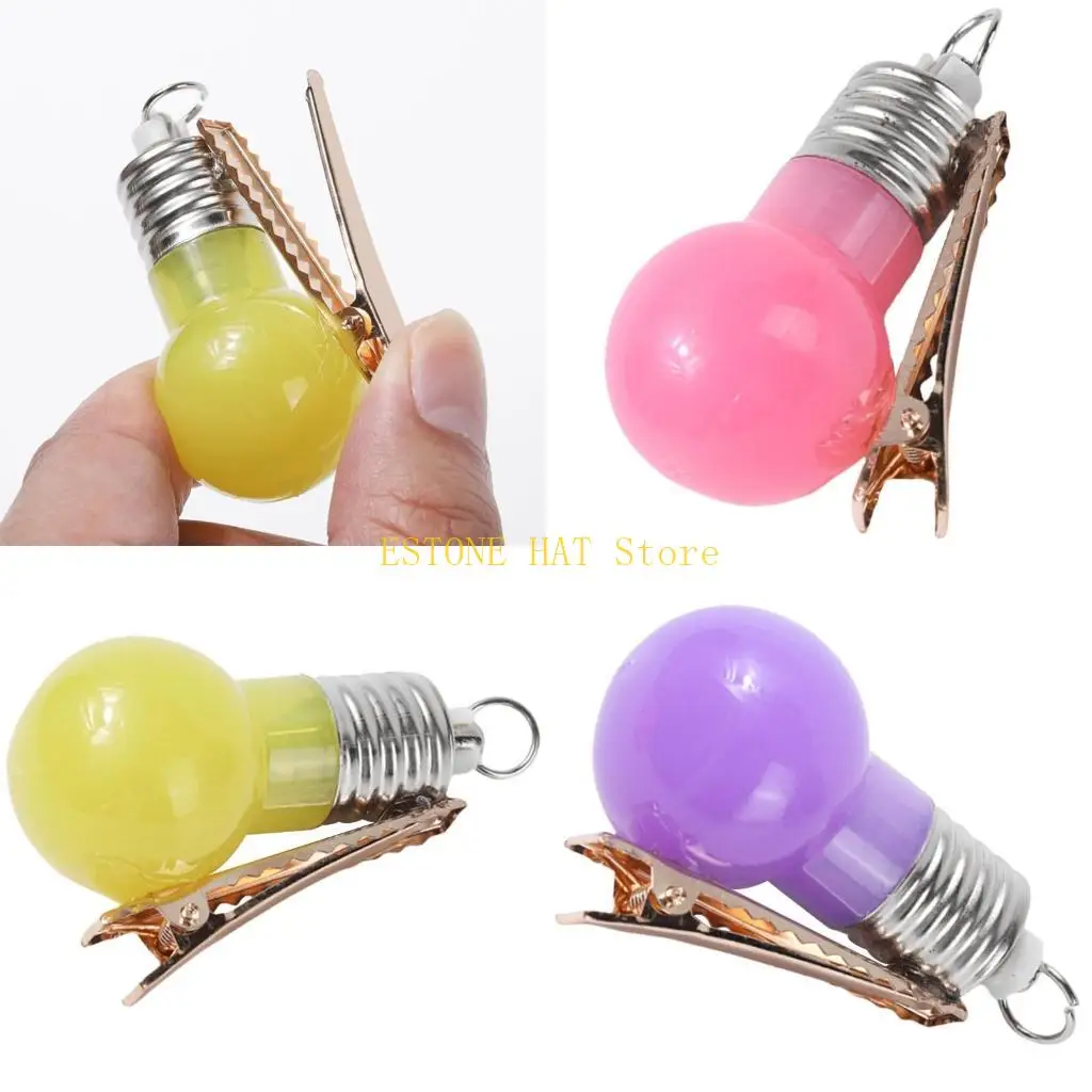 49MF Novelty Playfulness Hair Clip Simulated Bulb Hairpin Unique Personality Hair Pin