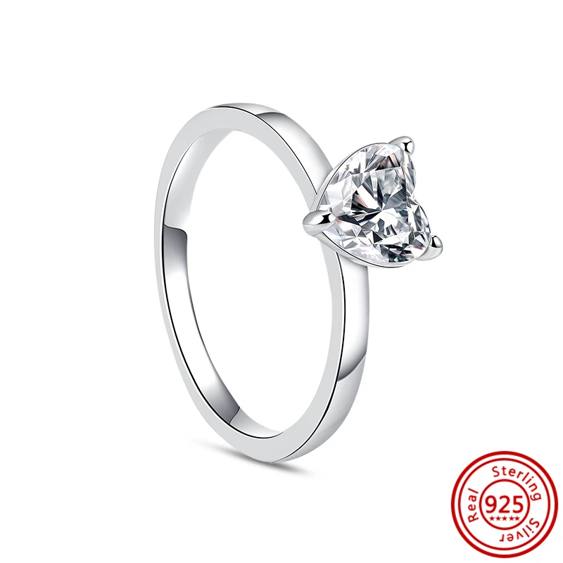Nuovi anelli in argento sterling 925 rosa verde bianco blu rosso nero zircone a forma di cuore anelli di amore infinito gioielli da donna raffinati