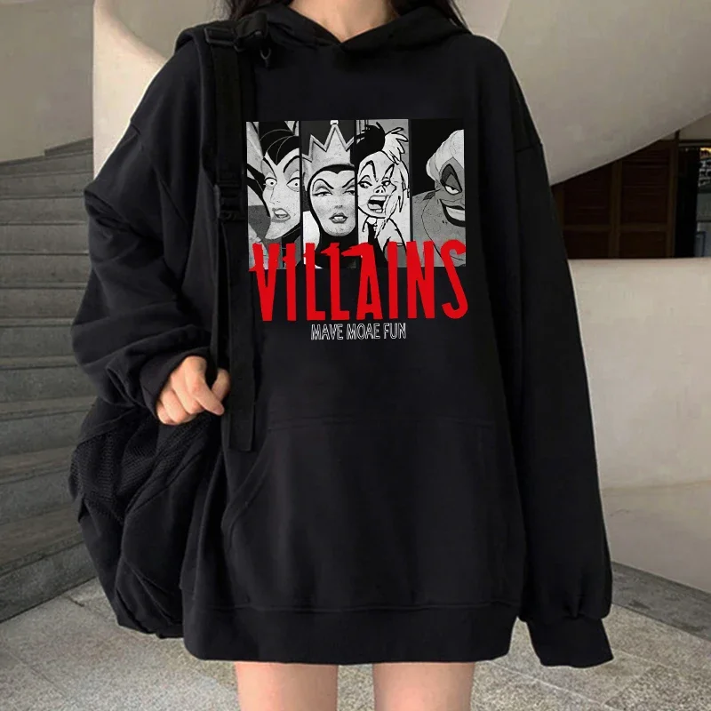 Disney Villain Graphic Printed Sweatshirts Anime Clothes Hoodie Women Clothing Winter Harajuku Long Sleeve Hoodies