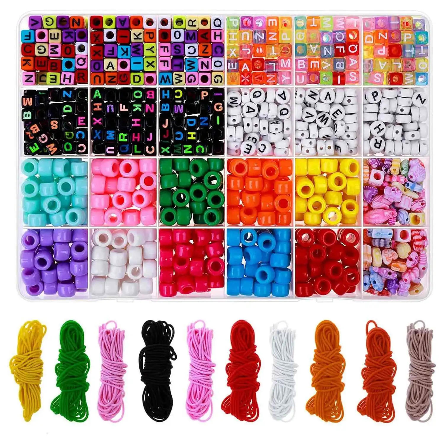 ABIS-Bead Bracelet Making Kit, Bead Friendship Bracelets Kit with Pony Beads Letter Beads Charm Beads and Elastic String