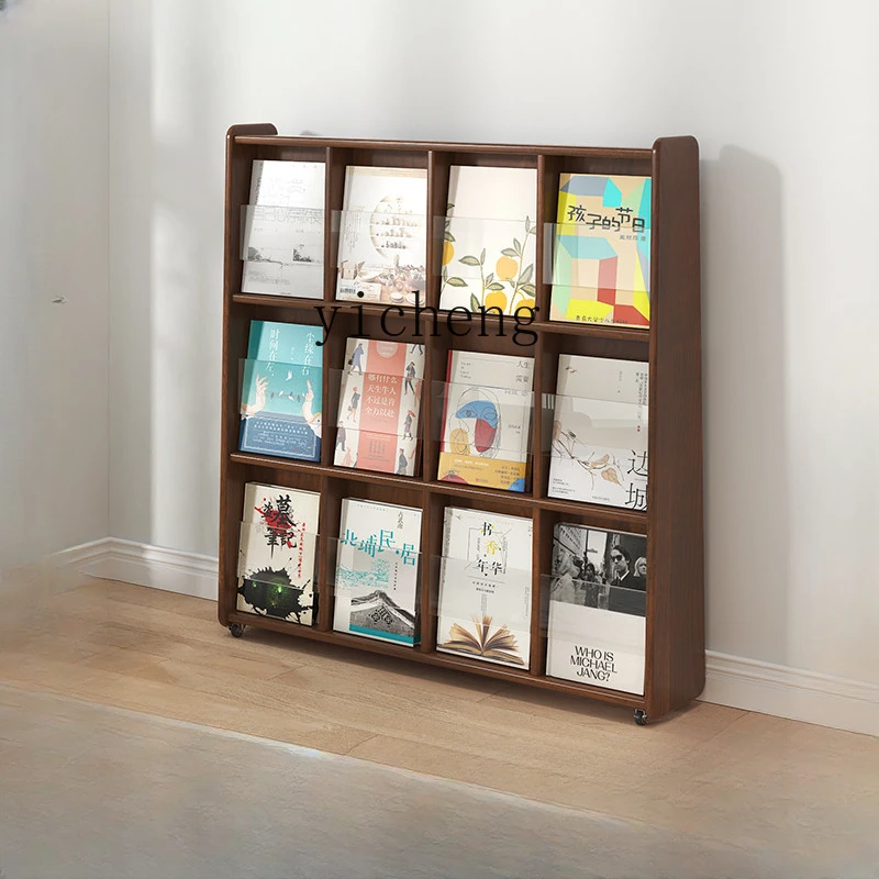 

Однотонная подставка для чтения ZF, напольная книжная полка, подвижная книжка с колесами