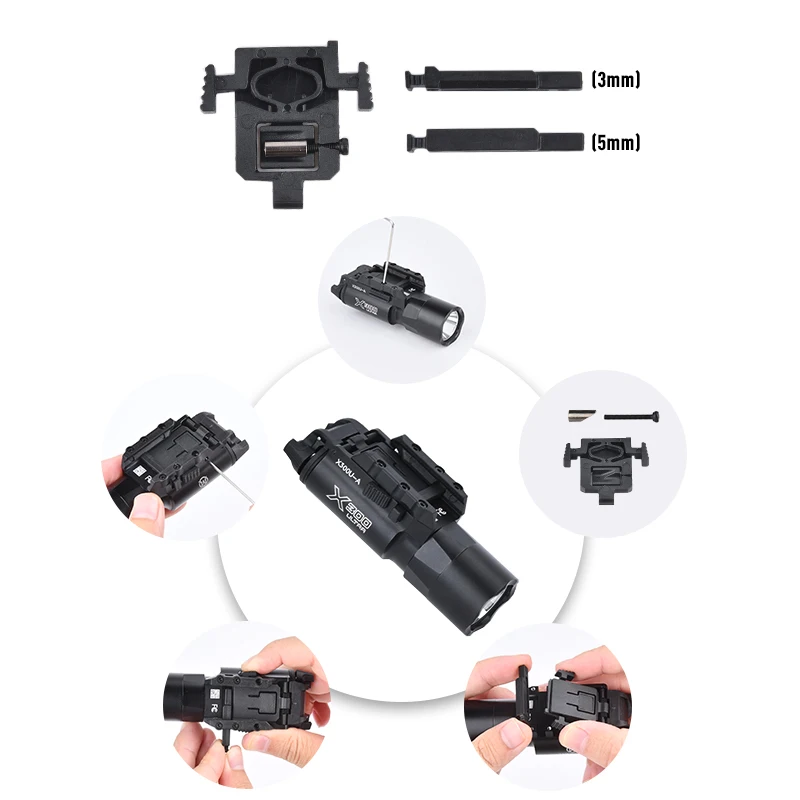 Surefir X300 X300U Ultra X300V XH35 금속 스트로브 LED 라이트 20mm 레일 장착 사냥 손전등 Airsoft 전술 권총 총에 적합 썸네일 6