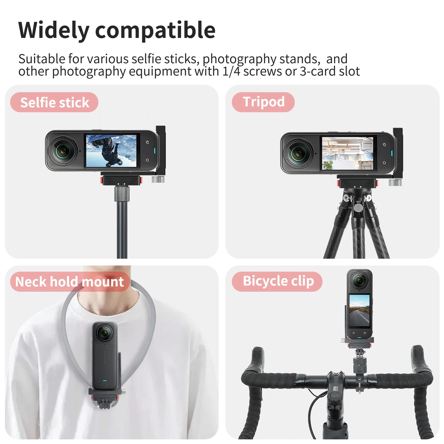 Schnellwechselplatte für Insta360 X5 X4 X3 X2 Fast Install Mount 1/4 Arri Selfie Stick Stativadapter Kaltschuh Mic Lichthalter – Detail 11