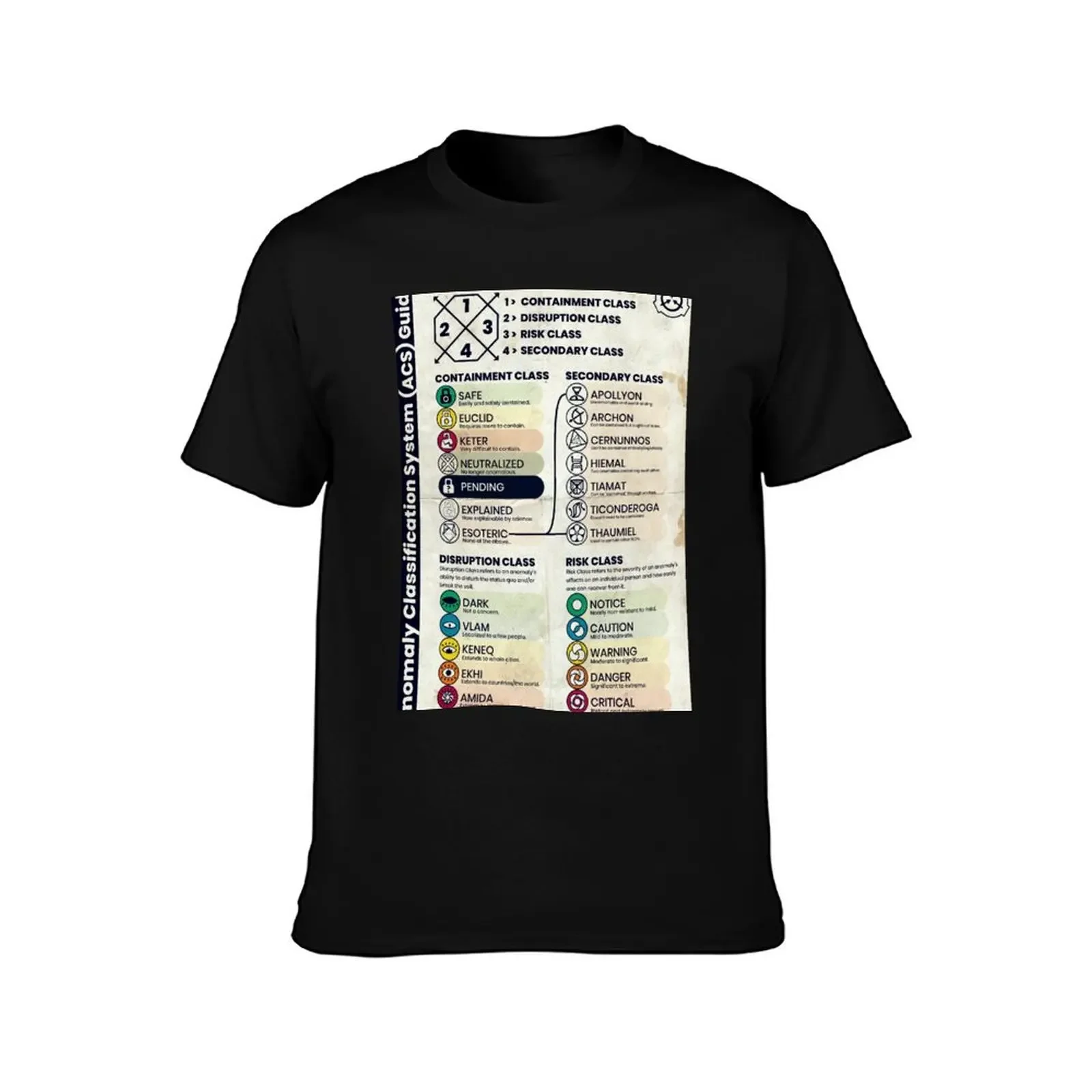 SCP Anomaly Classification System Poster (Aged Version) T-Shirt designer shirts anime men workout shirt