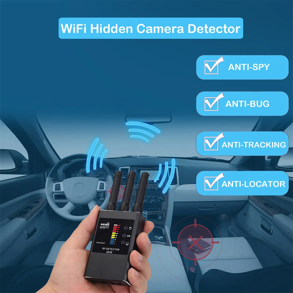 Professional Wireless RF Signal Hidden Camera Detector GSM Audio Finder GPS Scan Detect Anti-Spy Bug Strong Magnet Finder G638