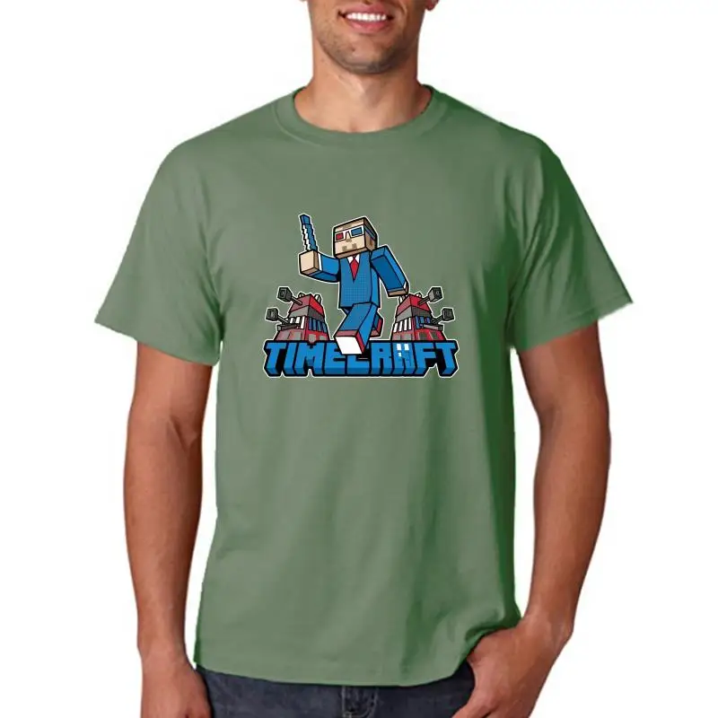 TIMECRAFT Comedy T-Shirt Dr Who & Mining Game Mash Up Shirt Mens & Adults Sizes TEE Shirt Cool Casual Cotton