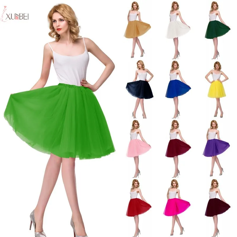 

Hoopless Short Wedding Petticoat Mutiful Color Crinoline Rockabilly Tulle Underskirt Woman Tutu Half Slips Bridal Accessories