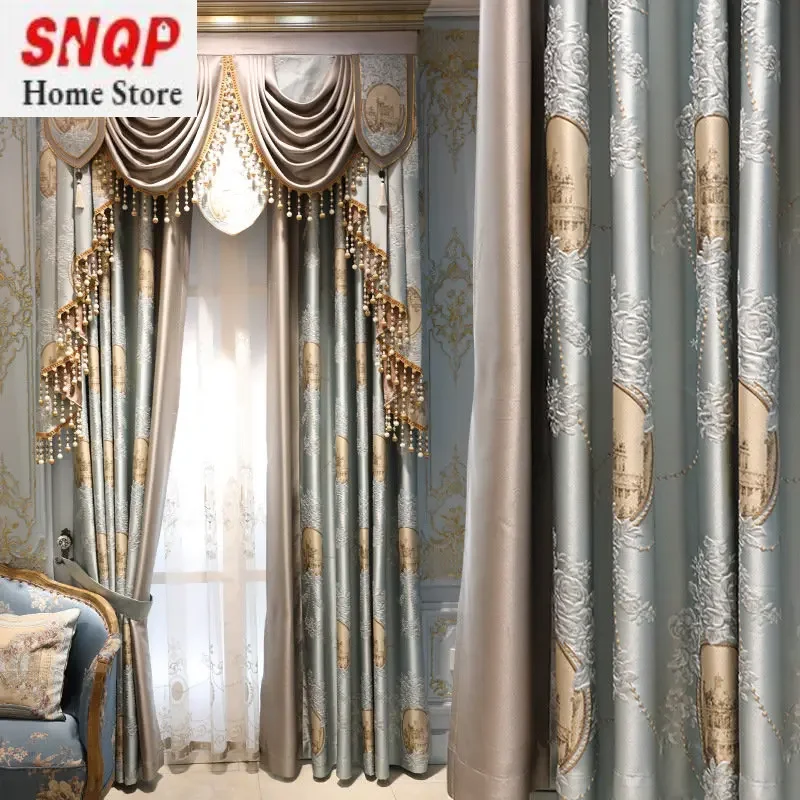 

High Precision Embossed Jacquard Fabric Living Room Dining Room Bedroom Balcony Curtains Window Screens Luxury Curtain Blackout