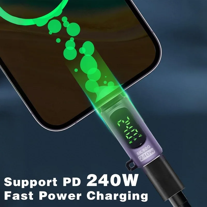 USB Adapter PD Fast Charging 240W/80GBps Data Transmission Type-C Full-function Switch Digital Display Adapter