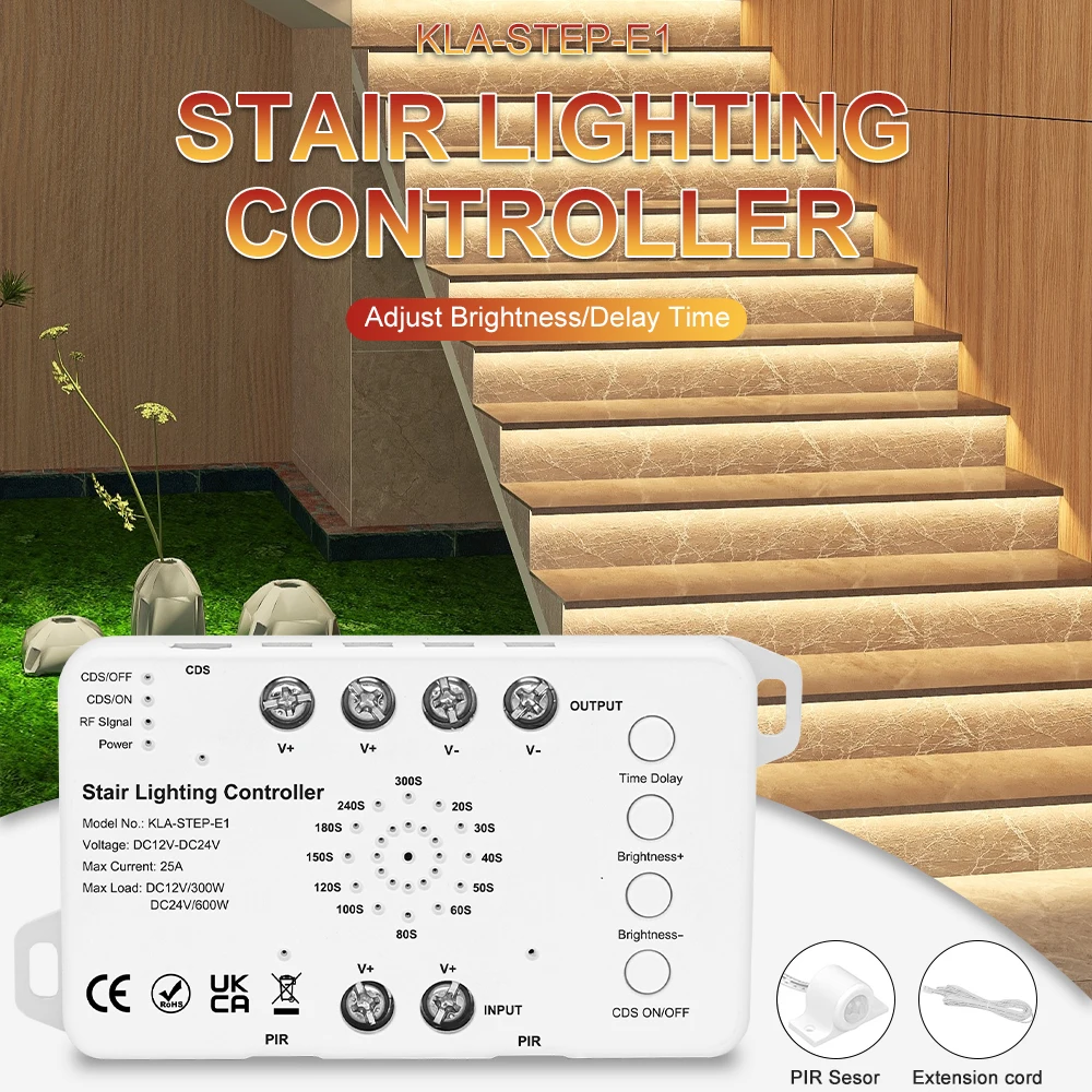 LED Stair Light Strip 16 20Step  Motion Sensor Stair LED Strip with Daylight Sensor Easy Install Warm Neutural Cold White kit