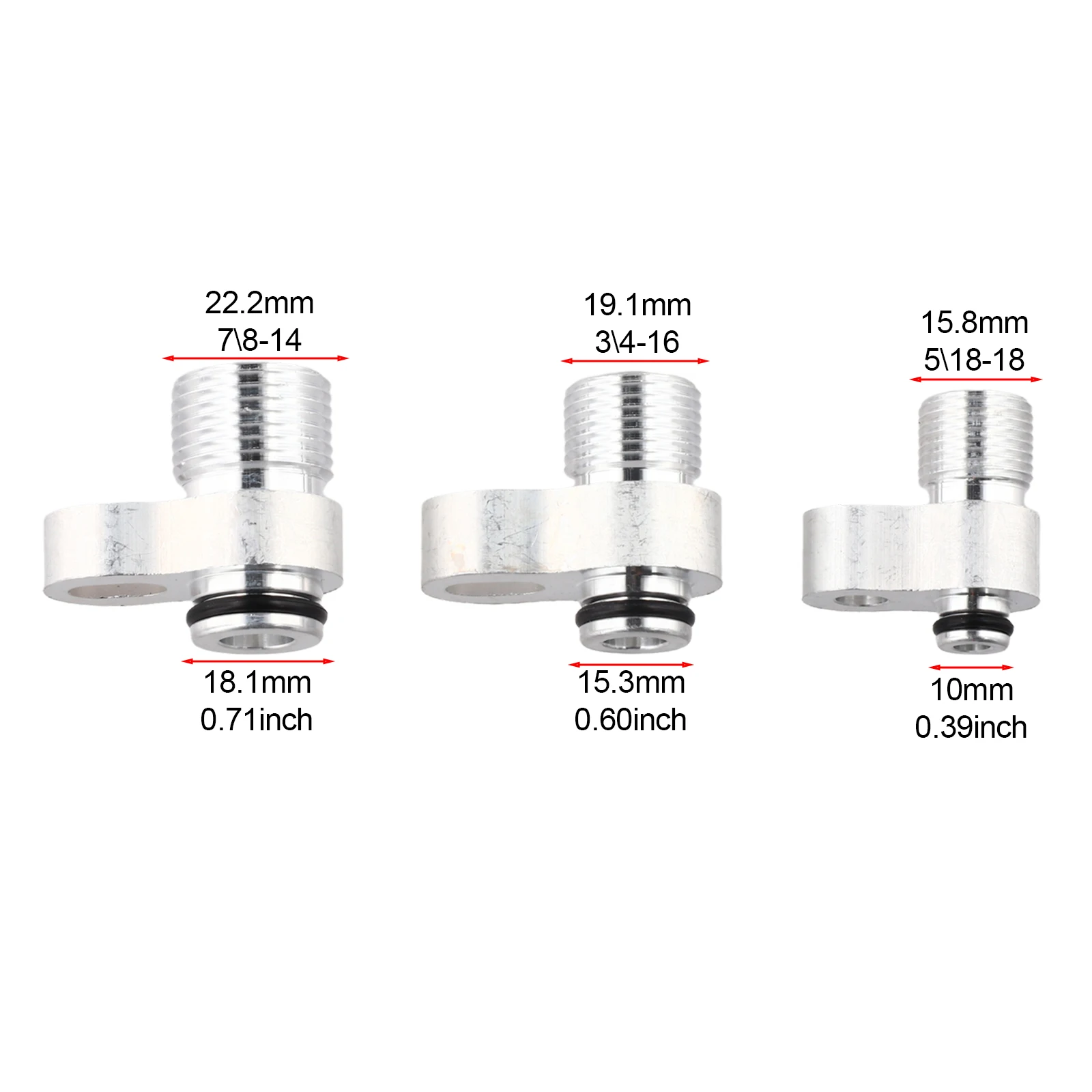 Car AC Compressor Drier Line Adapter Set Aluminum Radiator Condenser Fittings For R134A Includes 3 Sizes #6 #8 #10 Connectors