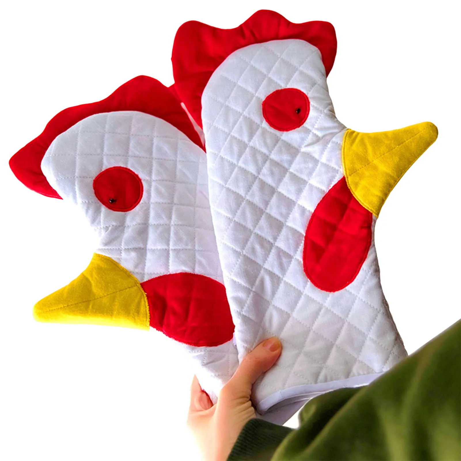 Sarung tangan insulasi panas ayam kartun, sarung tangan dapur multifungsi desain lucu, aksesoris dapur rumah tangga