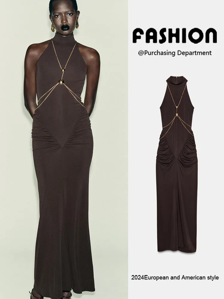 

Зима 2025 г., новинка Faion, женское платье Dr Ele с цепочкой и воротником-стойкой, одежда для лечения, этнический сценический костюм