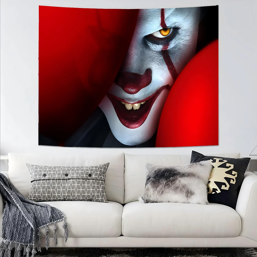 VIKAMA Komplizierter dunkler Stern-Wandteppich Pennywise Blood Eyed Split-Face Secret Room Spukhaus Gaming Party-Dekoration