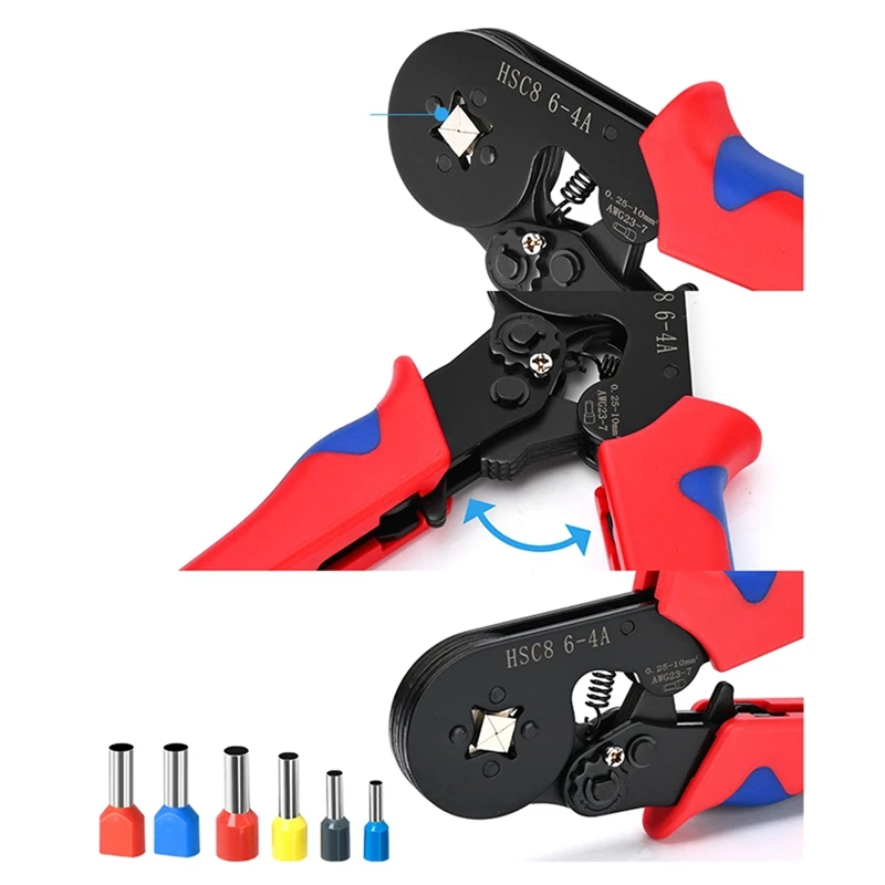 Crimping Pliers HSC8 6-4A Tubular Terminal Exquisite Storage Box Crimper Wire Mini Ferrule Crimps Tools Electrical Kit