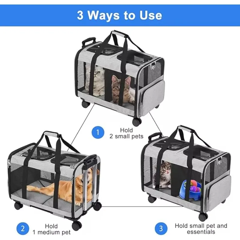 Pet Dog Trolley Backpack Portable Outdoor Travel Wheeling Suitcase for Transparent Case