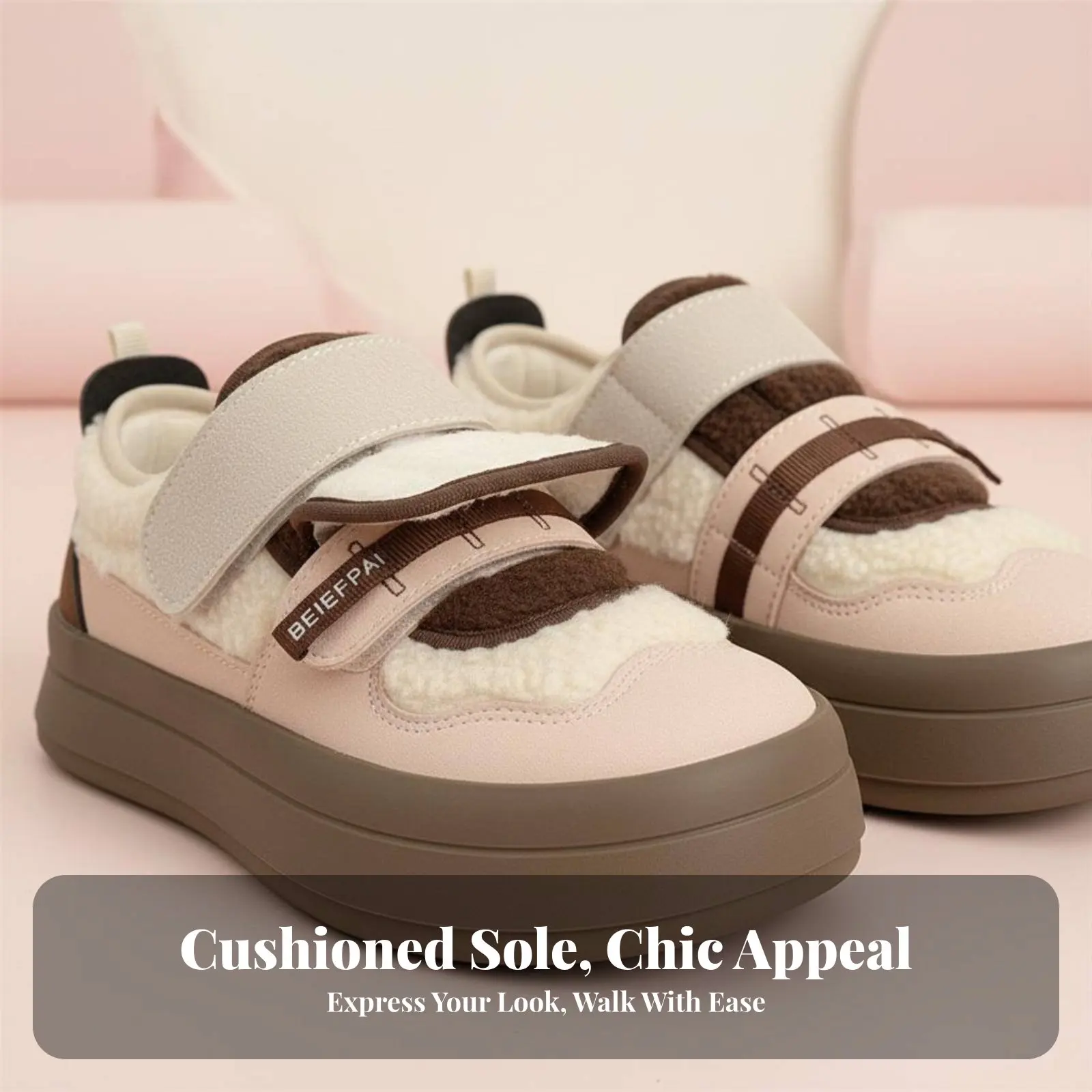 

Кроссовки из овечьей шерсти с флисовой подкладкой, на липучках, в спортивном стиле, шикарные и уникальные, в студенческом стиле.