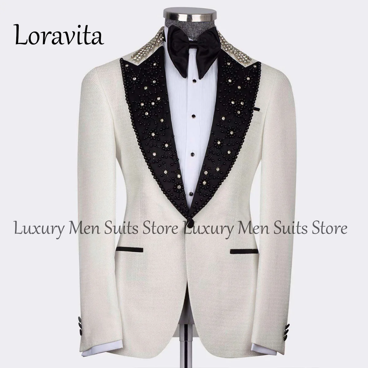 

Glitter Embroidered Tuxedos Groom Wedding Men Suits 3 Pieces Notch Lapel Diamond Male Suit Blazers Pants Outfit Dresswear