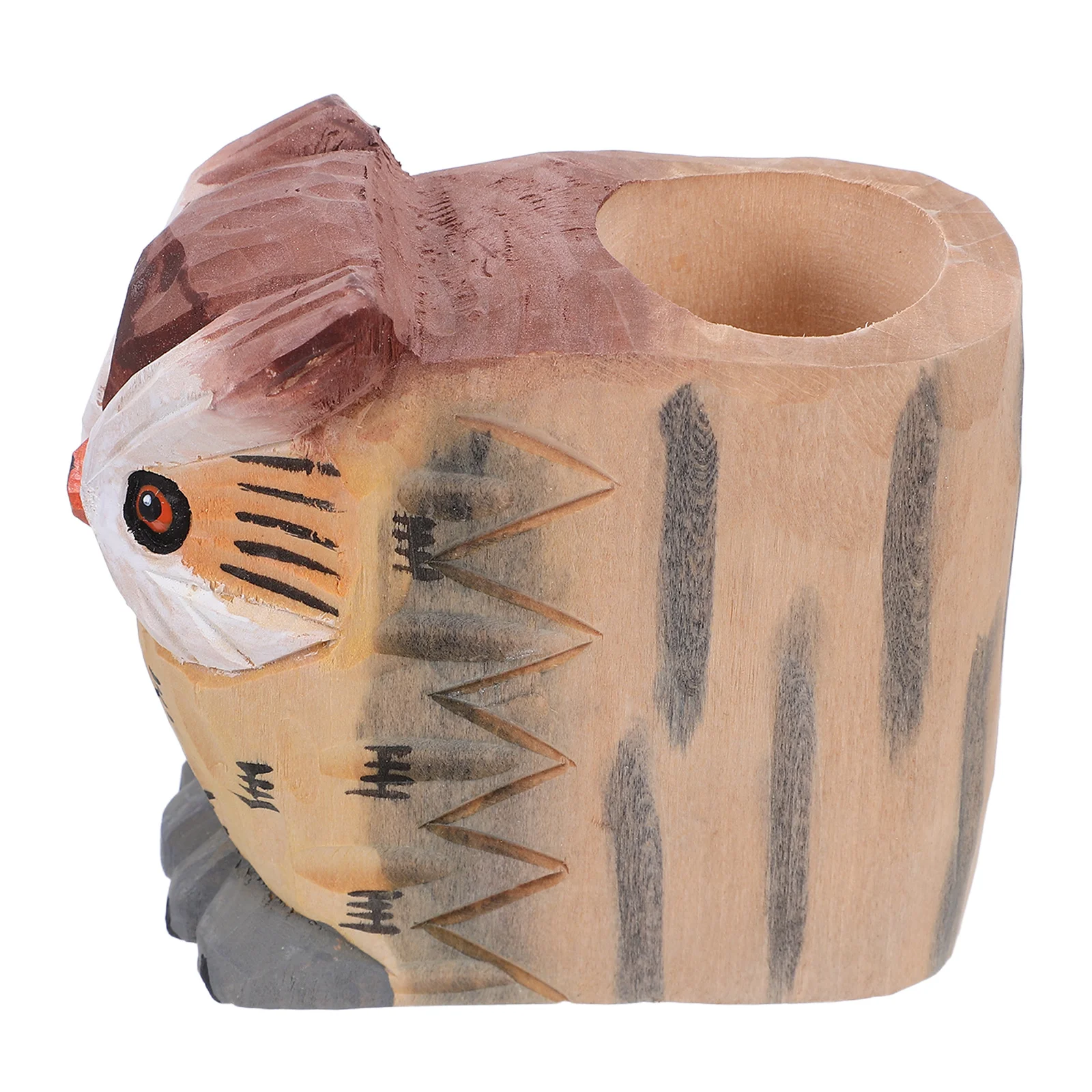 

Wood Owl Pen Holder Desk Organizer Hand Carved Pencil Cup Stationery Storage Holder Office Classroom Use Wood Storage Organiser