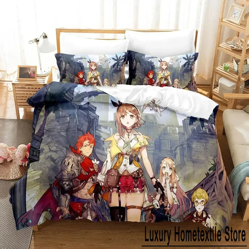 Atelier Ryza Ever Darkness & the Secret Hideout Bedding Set Boys Girls Twin Queen Size Duvet Cover Pillowcase Bed Kids Adult