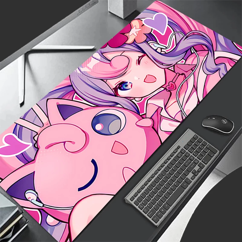 J-Jigglypuff Mouse pad non-slip rubber large table pad computer accessories keyboard pad Anime Game PC carpet P-Pokemon Mousepad