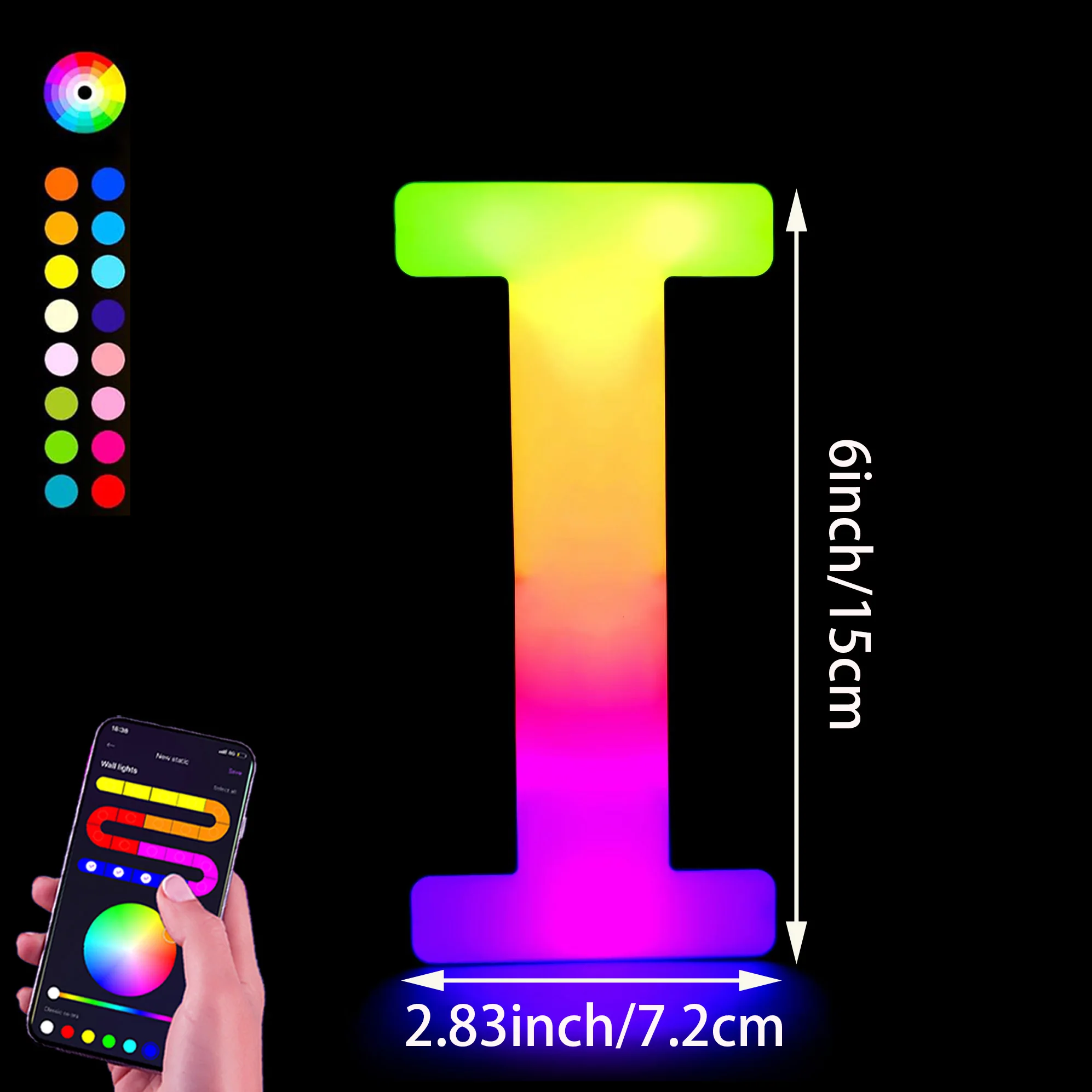 1PC Smart LED Letter Light - DIY RGB Marquee App Controle Muziek Sync Indoor Sign Game Holiday Party Bruiloft Afstuderen Seizoen A-Z