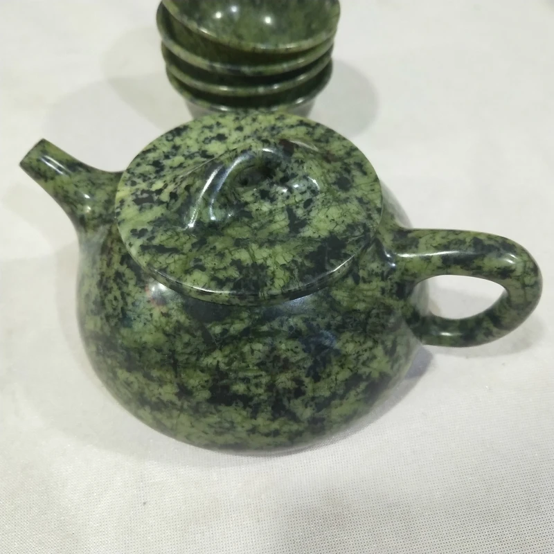 Tibetan Jade Teapot Household Active Magnetic Medicine King Stone ShipiaoTibetan Treasure Meteorite Wine Pot One Pot Four Cup