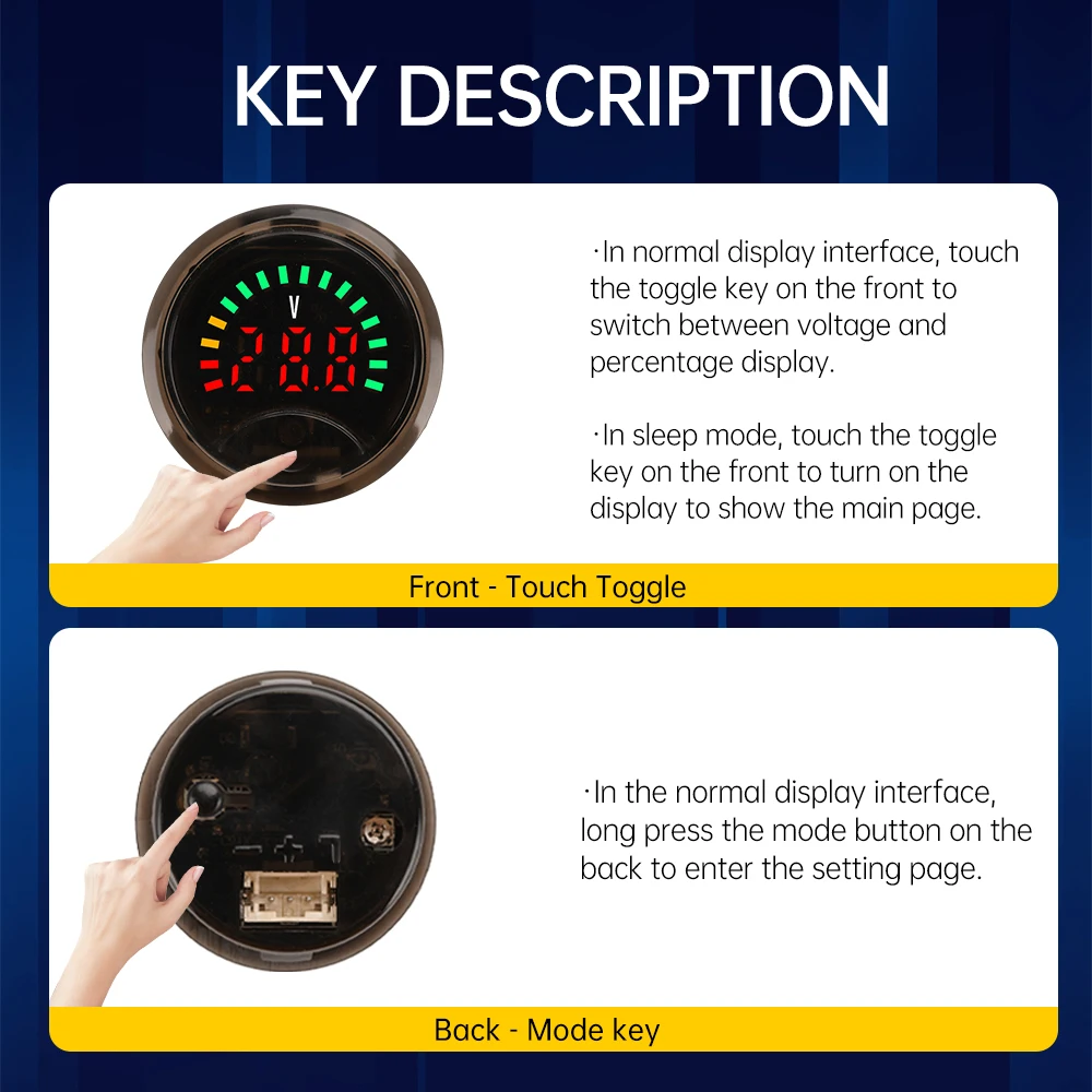 Hoge Precisie 2-Draad Circulaire Digitale Voltmeter Power Indicator DC7-100V Voltmeter Panel Volt Meter Monitor Gauge Display