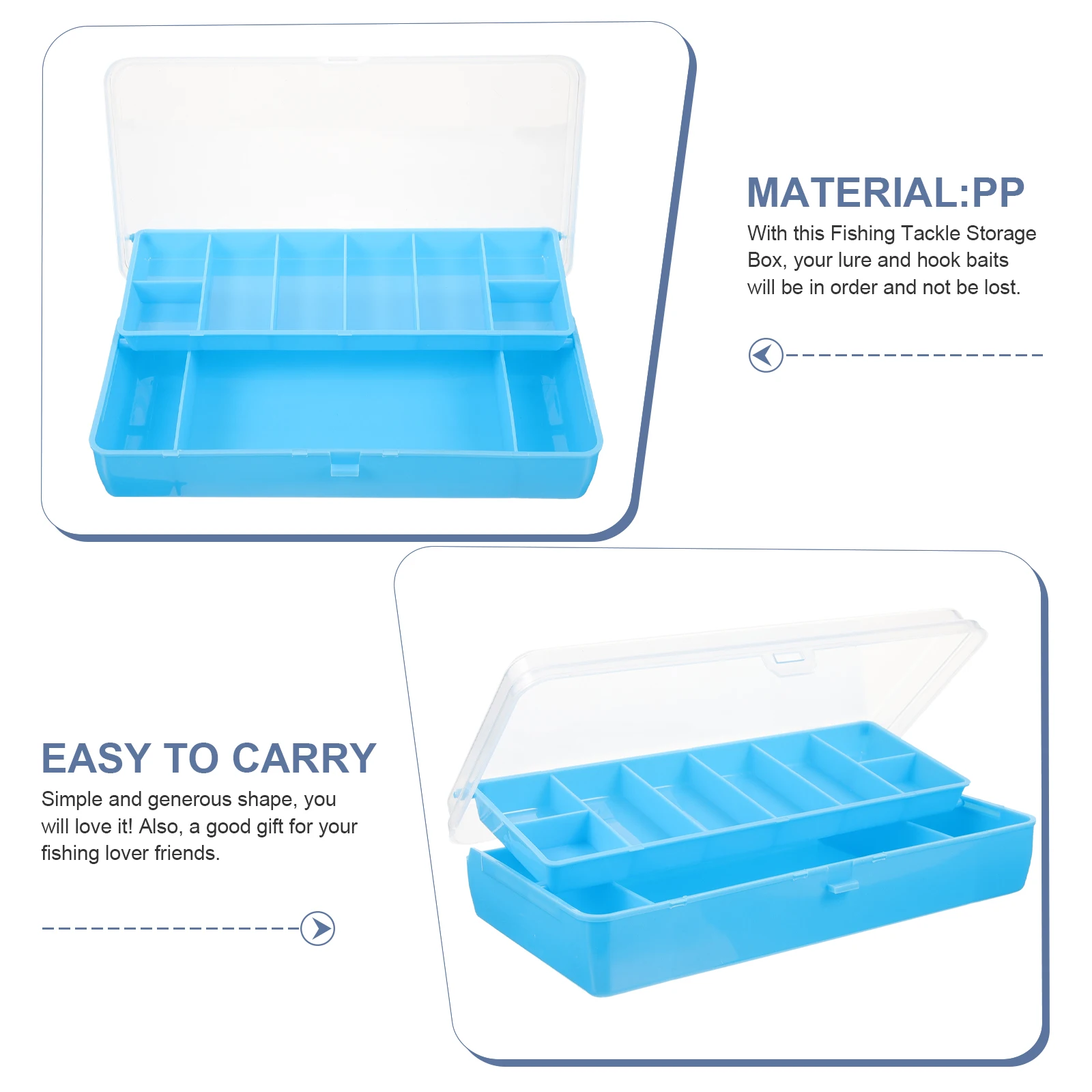 

s Fishing Bait Box Transparent Double Layer Storage ganizer Portable Lure Tackle Case Multiple Grids Accessories for Anglers