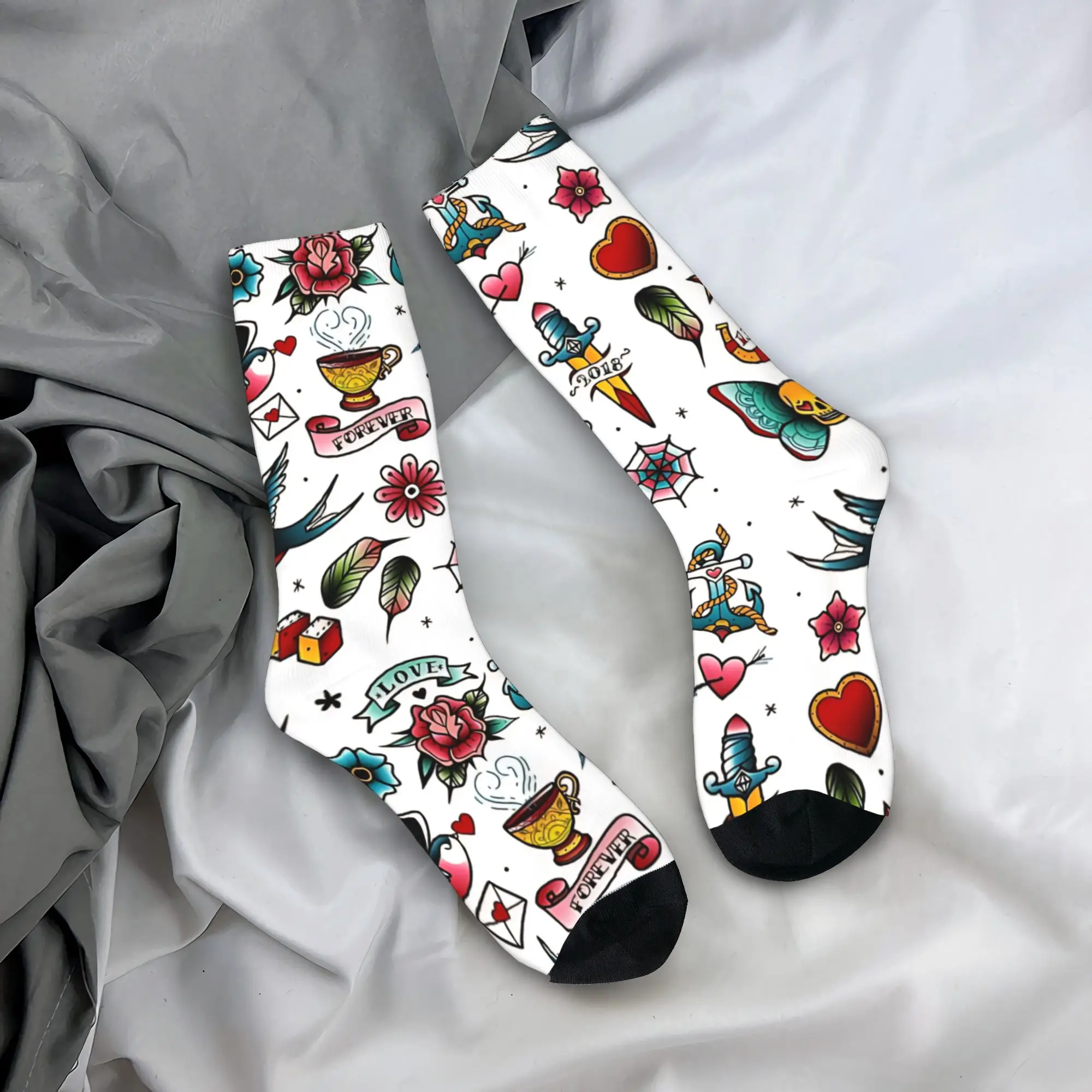 Unisex Men Socks Traditional tattoo  Stockings Autumn Elegant Soft Breathable Socks Graphic Outdoor Anti Skid Socks
