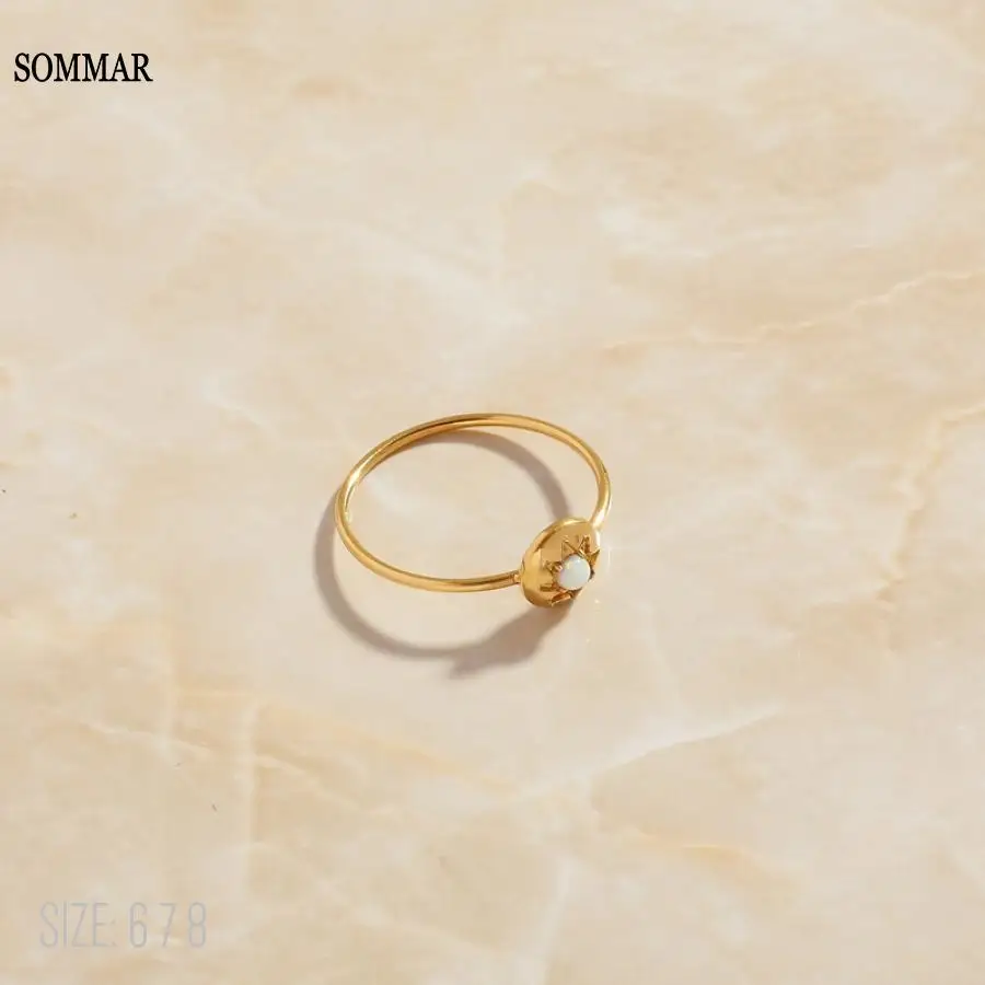 Позолоченные свадебные кольца SOMMAR с подвеской в виде звезды, луны, опала, размер 6, 7, 8