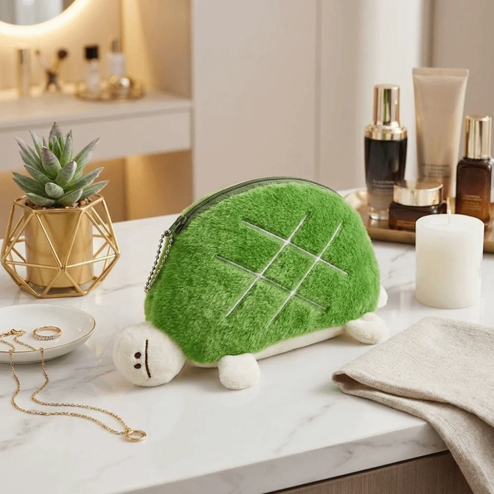 Cute Zipper Closure Turtle Pencil Pouch Cartoon Portable Lipstick Earphone Bag Large Capacity Funny Turtle Case Travel