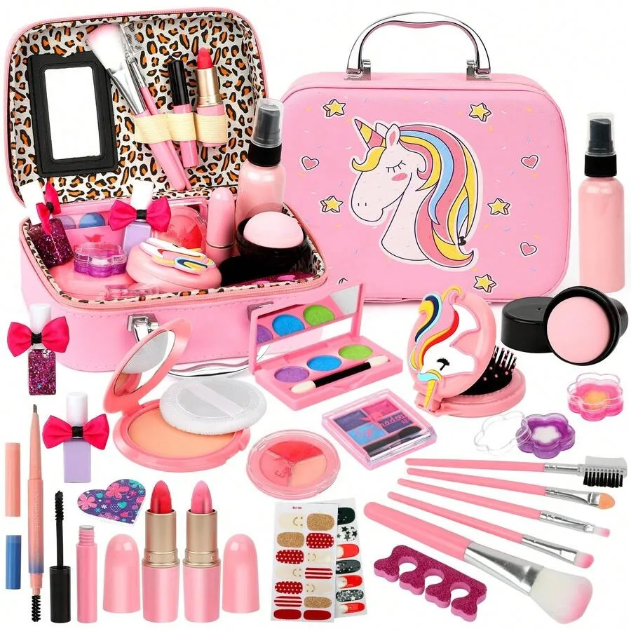 

Girls' Makeup Set Washable Makeup Kit For Authentic 's Cosmetics Princess-Themed Makeup Set With Case Ideal Birthday Or Christm