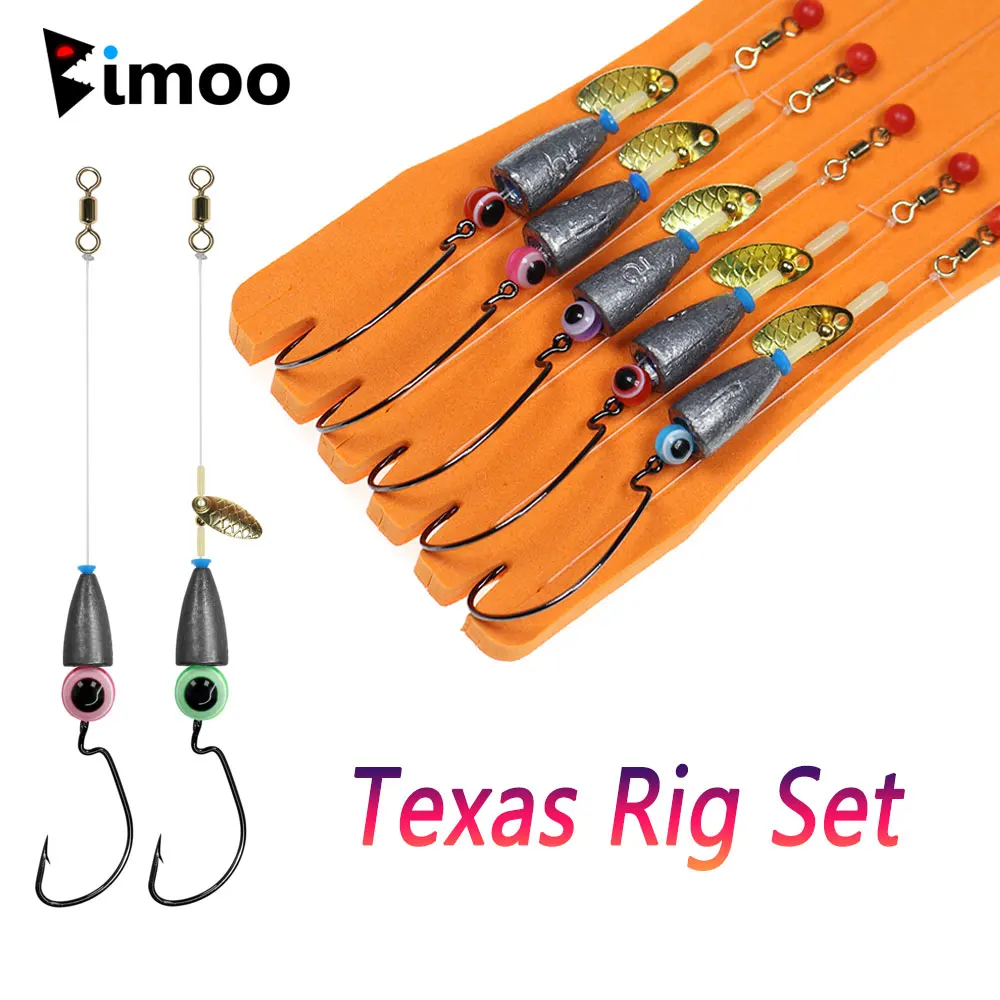 

Bimoo 5pcs Texas Rig Set Carolina Rig Kit Crank Hook Fishing Tackle Bass Fishing Carp Fishing Hair Rigs Ready Made Boilies Bait