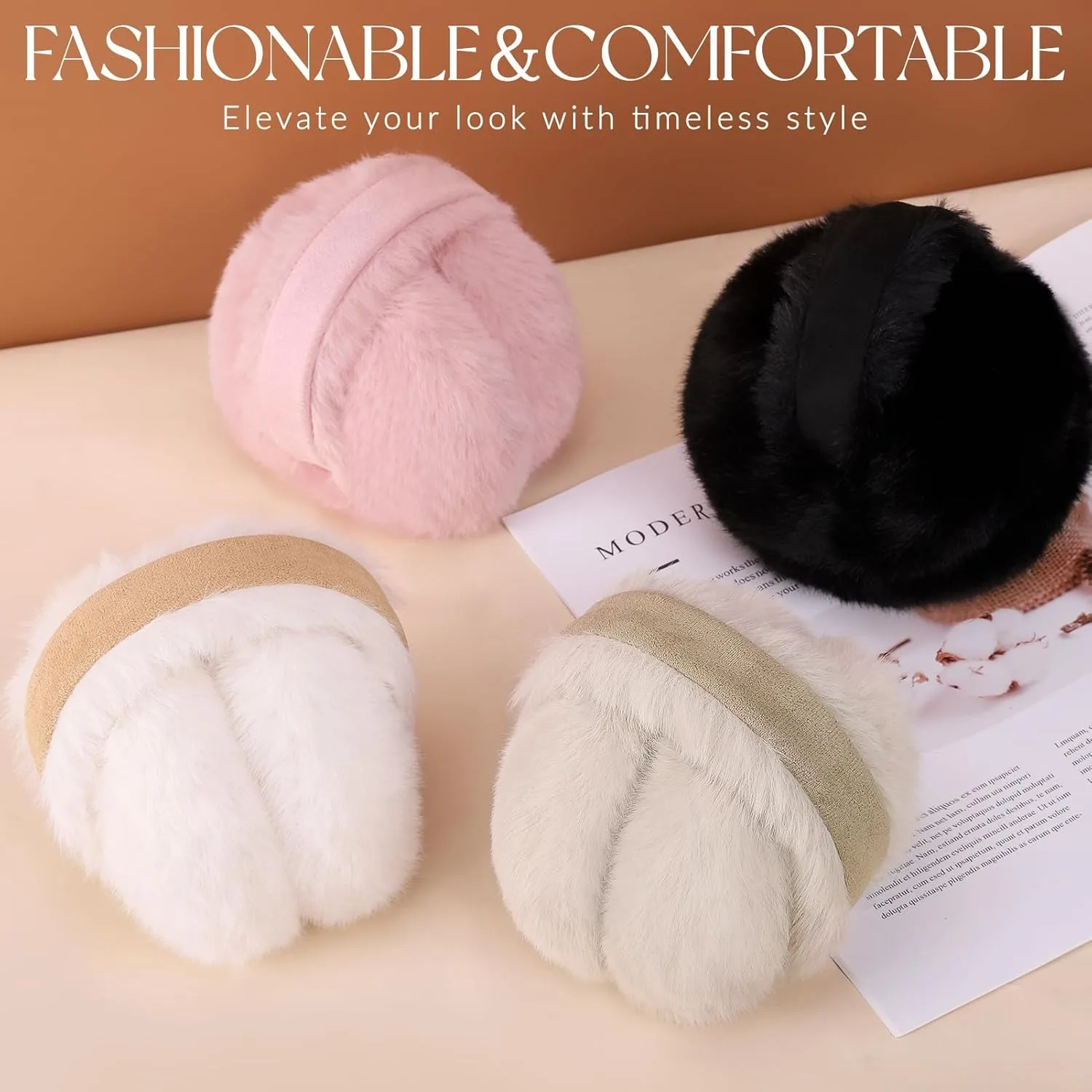 Women Suede Plush Earmuffs Wool Solid Plush Warm Outdoor Skiing Cycling Windproof Cold-Proo Winter Fluffy Ear Muffs Earflap