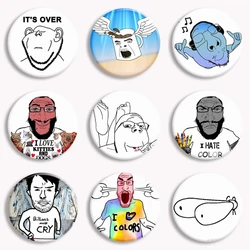 Wojak Soyjak Its Over Funny Meme Soft Button Pin Smiling Wholesome Fun Brooch Badge Bag Decor Accessories Friends Gifts