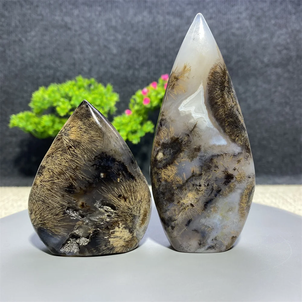 

Natural Stone Hair Agate Quartz Free Form Raw Gemstone Crystal Tower Energy Healing Mineral Gift Polishing Craft Decoration